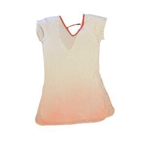 Pitusa Beach Cover Up Dress White pink Tunic Boho Mini One Size 100% cotton